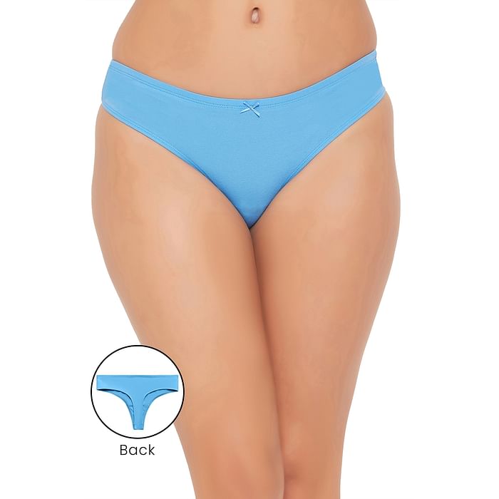 

Clovia Low Waist Thong in Sky Blue with Inner Elastic - Cotton - PN3507A03