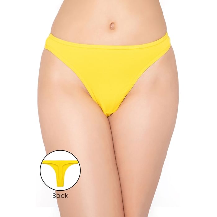 

Clovia Low Waist Thong in Yellow - Cotton - PN1155A02, Light yellow