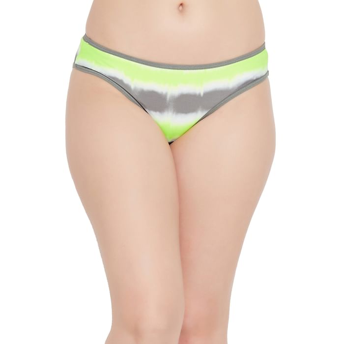 

Clovia Low Waist Tie-Dye Print Bikini Panty in Neon Green - PN2810A11, Light green