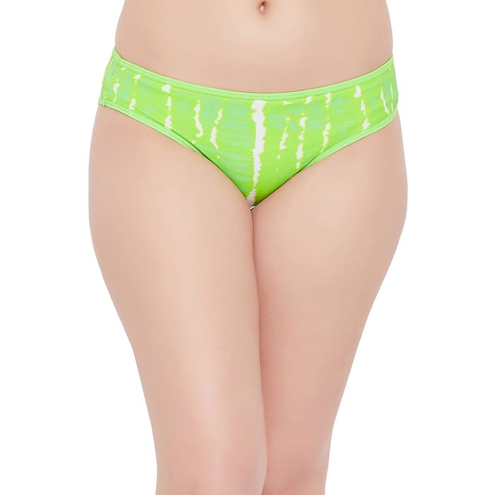 

Clovia Low Waist Tie-Dye Print Bikini in Lime Green - PN2810E11, Light green