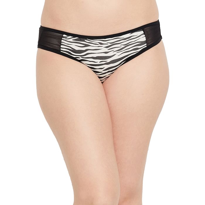 

Clovia Low Waist Zebra Print Bikini Panty in Black - PN3460A13