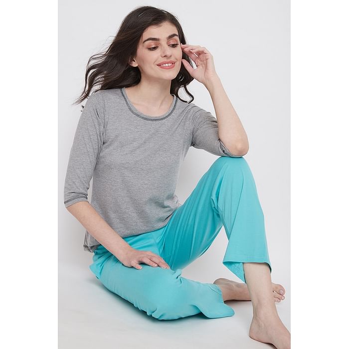 

Clovia Chic Basic Top in Grey- 100% Cotton - LT0137P01, Light grey