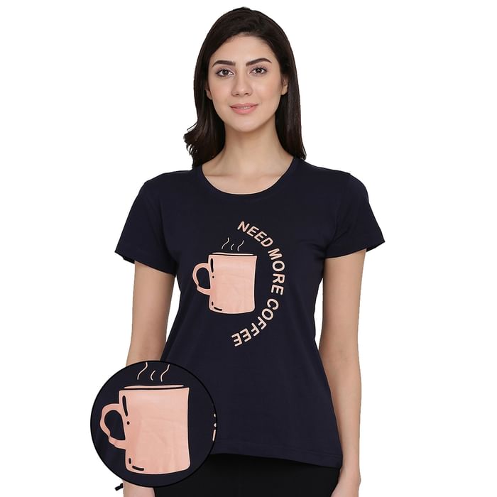 

Clovia Printed Top in Navy - Cotton - LT0138P08