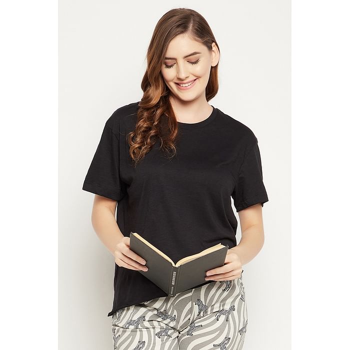 

Clovia Chic Basic Top in Black - 100% Cotton - LT0158P13