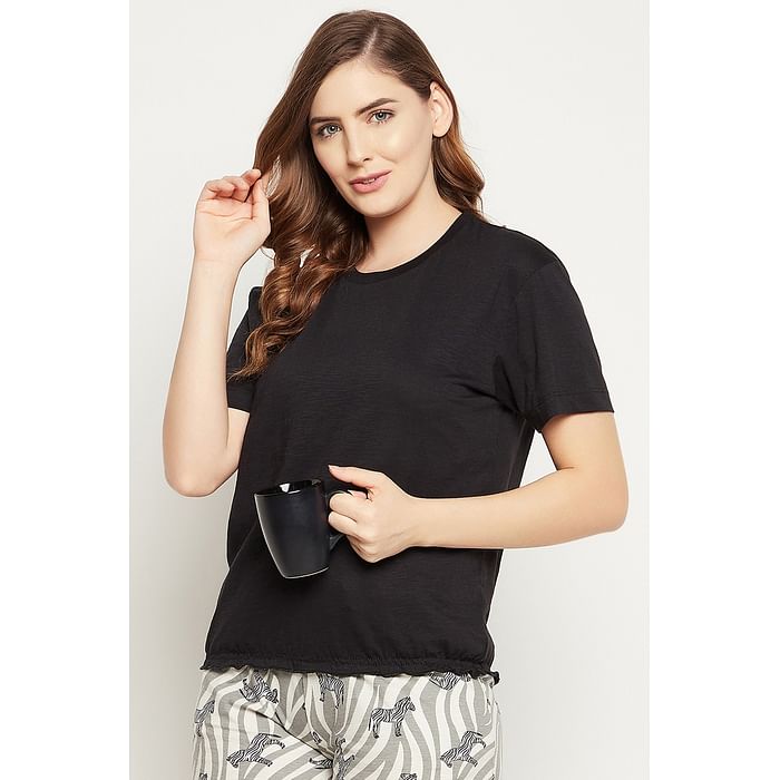 

Clovia Chic Basic Top in Black - 100% Cotton - LT0159P13