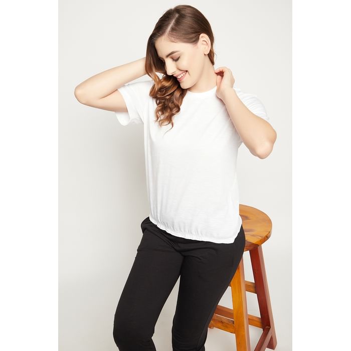 

Clovia Chic Basic Top in White - 100% Cotton - LT0159P18