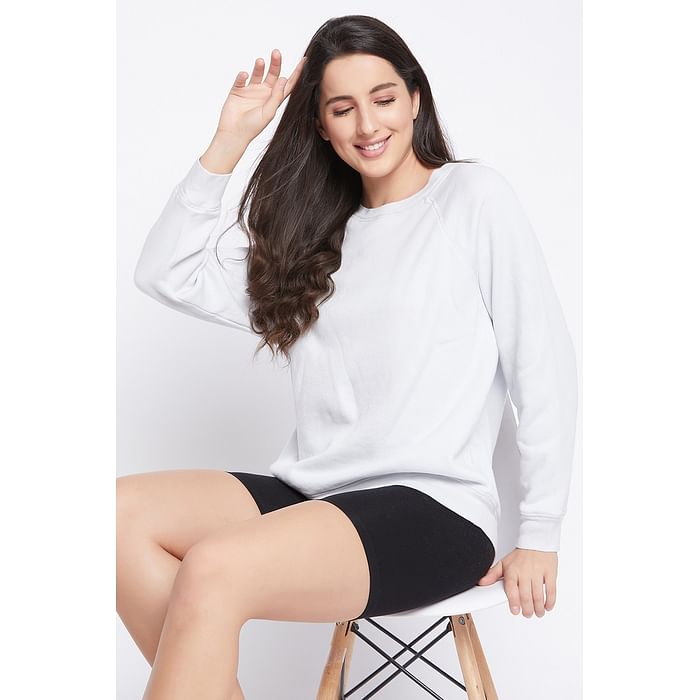 

Clovia Chic Basic Sweatshirt in Light Grey - Fleece - LTW154P01