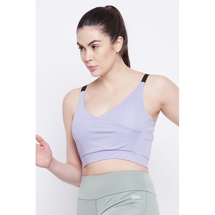 

Clovia Medium Impact Non-Wired Sports Bra with Removable Cups in Lilac - BR2267P12, Lavender