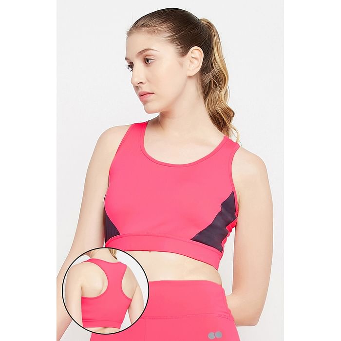 

Clovia Medium Impact Padded Active Racerback Sports Bra in Rose Pink - BRS047P22, Light pink