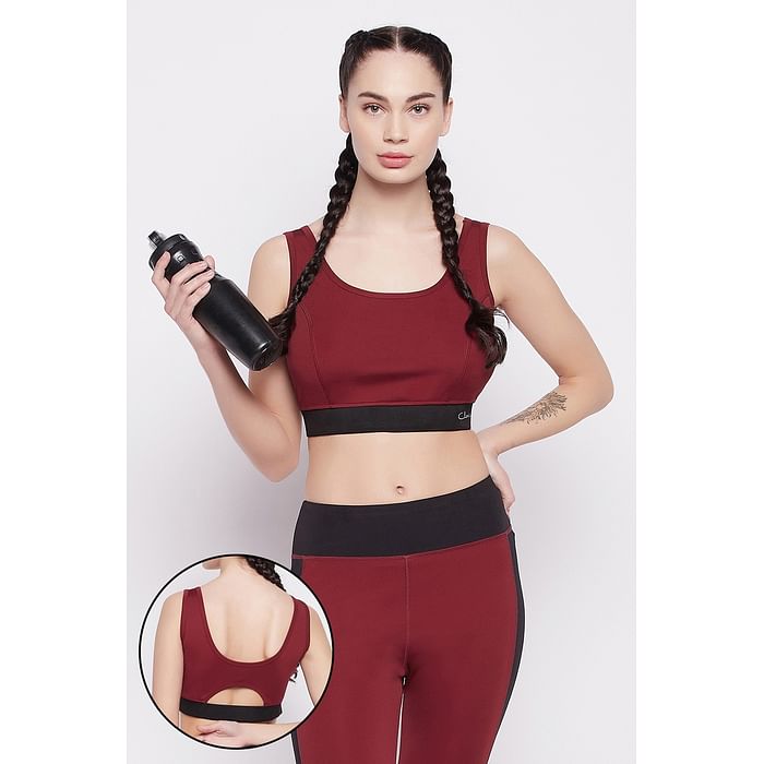 

Clovia Medium Impact Padded Sports Bra in Plum Colour - BRS026P09
