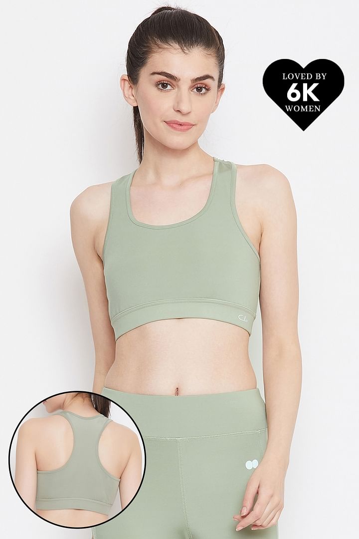 Buy Medium Impact Padded Sports Bra with Removable Cups in Sage Green  Online India, Best Prices, COD - Clovia - BR2084A11