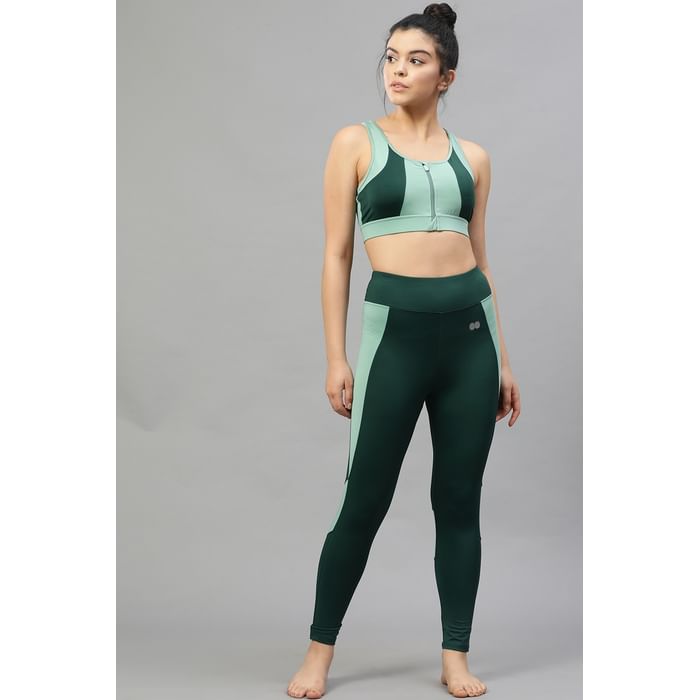 

Clovia Medium Impact Sports Bra & Tights in Olive Green - ASC040P17, Dark green