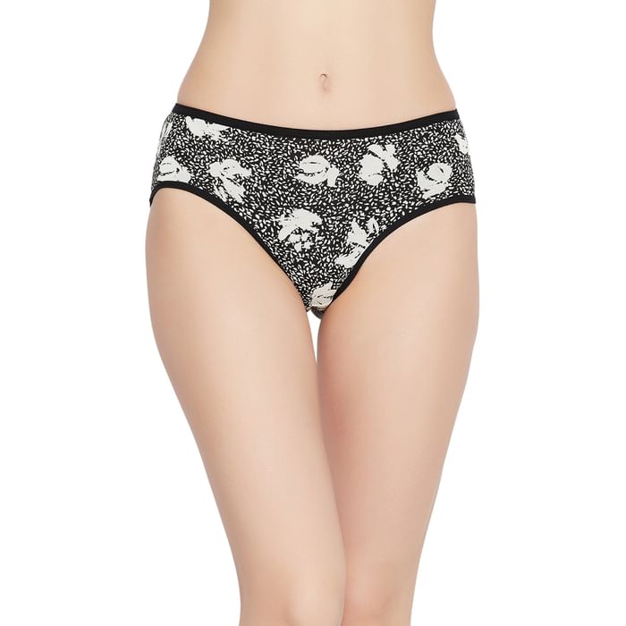 

Clovia Mid Waist Abstract Print Hipster Panty in Black - Cotton - PN2990U13