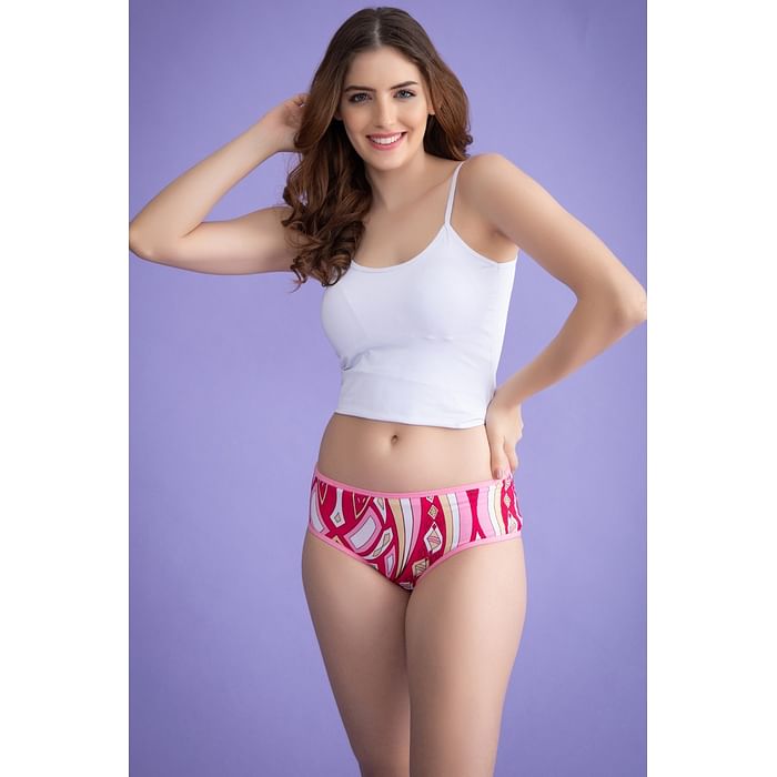 

Clovia Mid Waist Abstract Print Hipster Panty in Pink - Cotton - PN3411A14