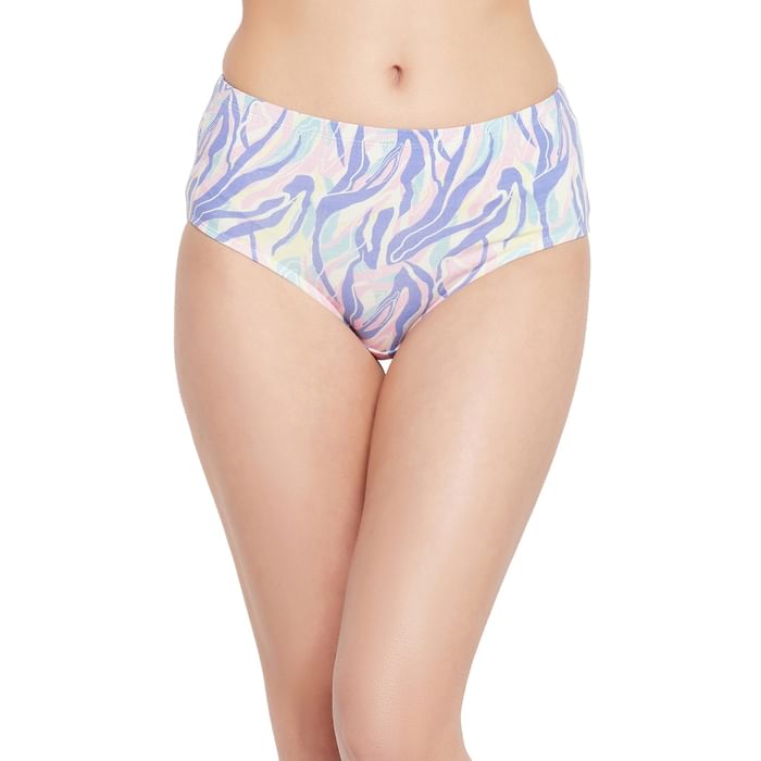 

Clovia Mid Waist Abstract Print Hipster Panty with Inner Elastic in Multicolor - Cotton - PN2855S19, Multicolour