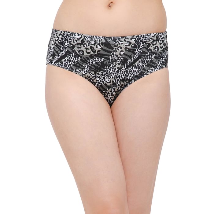 

Clovia Mid Waist Animal Print Hipster Panty in Black with Inner Elastic - Cotton - PN2855K13