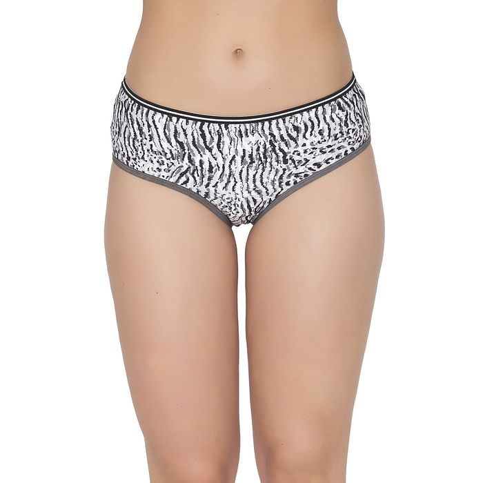 

Clovia Mid Waist Animal Print Hipster Panty in White - Cotton - PN3411J19, Multicolour