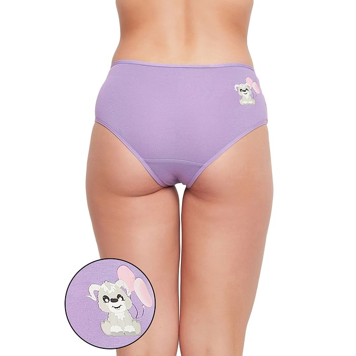

Clovia Mid Waist Baby Ram Hipster Panty in Lavender - Cotton - PN3297D12