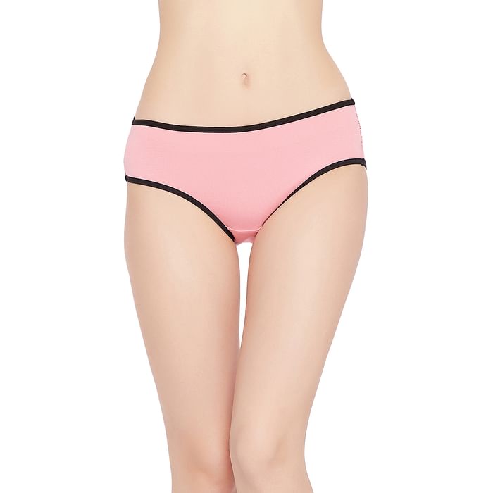 

Clovia Mid Waist Bikini Panty in Baby Pink - Cotton - PN3467T22, Light pink