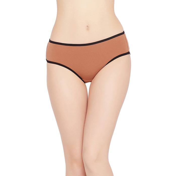 

Clovia Mid Waist Bikini Panty in Brown - Cotton - PN3467T16, Orange