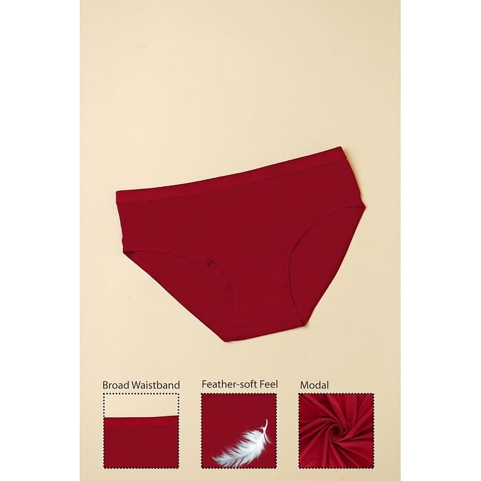 

Clovia Mid Waist Hipster Panty in Maroon - Modal - PN3547A09