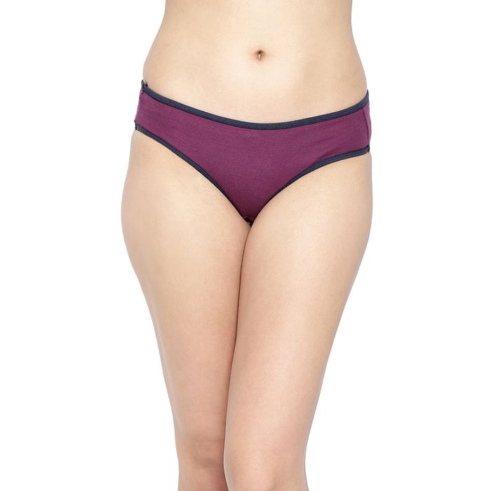 

Clovia Mid Waist Bikini Panty in Purple - Cotton - PN3467K15