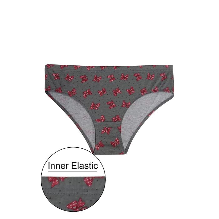 

Clovia Mid Waist Bow Print Hipster Panty with Inner Elastic in Grey - Cotton - PN2855V05