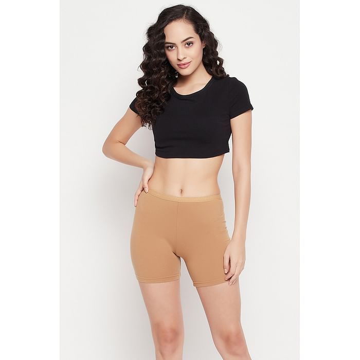 

Clovia Mid Waist Boyleg Panty in Nude Colour - Cotton - PN2667P24