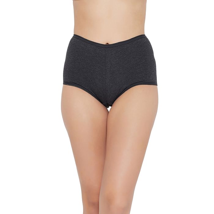 

Clovia Mid Waist Boyshorts in Charcoal Grey - Cotton - PN2152P05, Dark grey