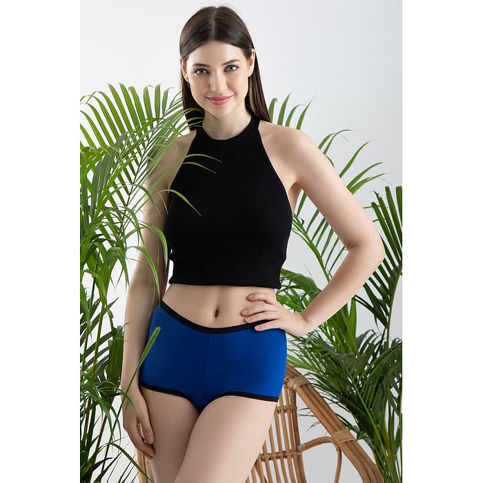 

Clovia Mid Waist Boyshorts in Cobalt Blue - Cotton - PN3462A08, Navy