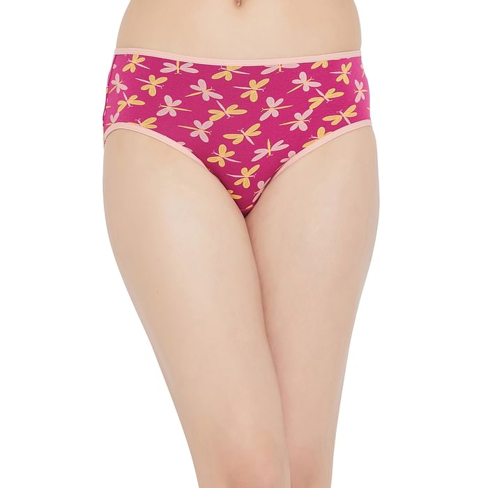 

Clovia Mid Waist Butterfly Print Hipster Panty in Maroon - Cotton - PN3411B09