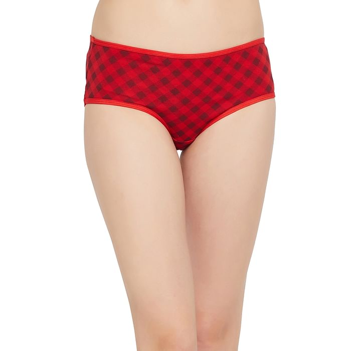 

Clovia Mid Waist Checkered Hipster Panty in Red - Cotton - PN3411H04