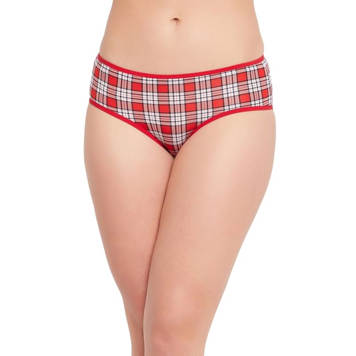 

Clovia Mid Waist Checkered Print Hipster Panty in Red - PN3411A04