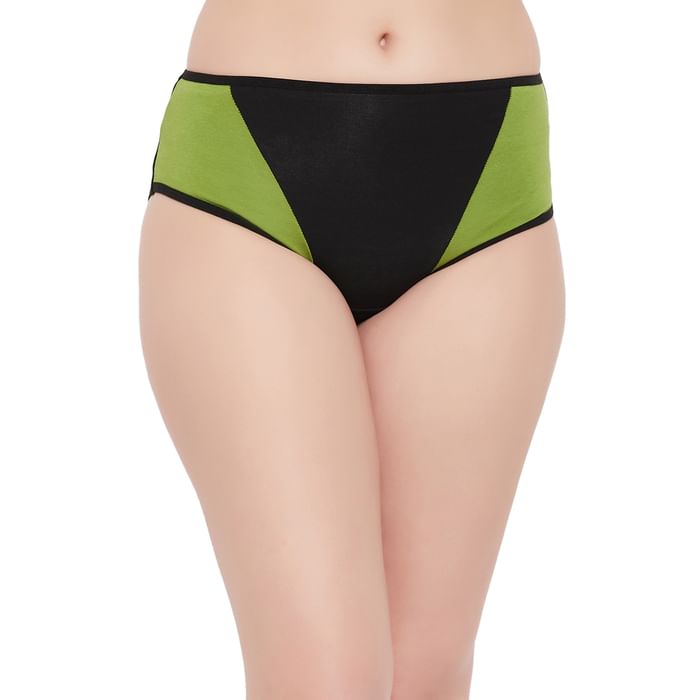 

Clovia Mid Waist Colourblocked Hipster Panty in Black - Cotton - PN1355I13