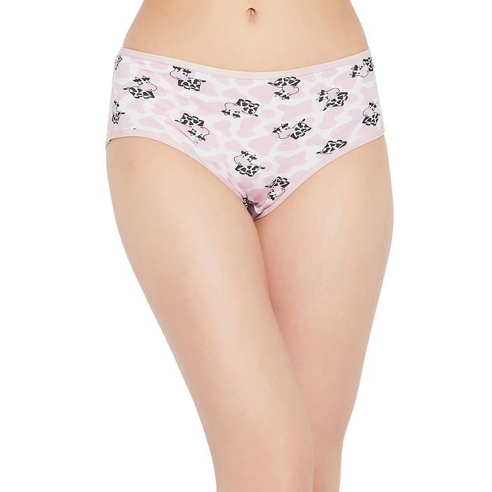

Clovia Mid Waist Cow Print Hipster Panty in White - Cotton - PN3411Z18