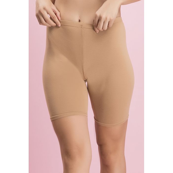 

Clovia Mid Waist Cycling Shorts in Nude-Colour - Cotton - PN3459P24