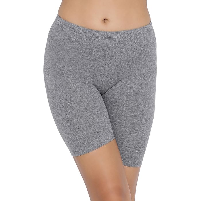 

Clovia Mid Waist Cycling Shorts with Inner Elastic in Dark Grey - Cotton Spandex - PN3352P05