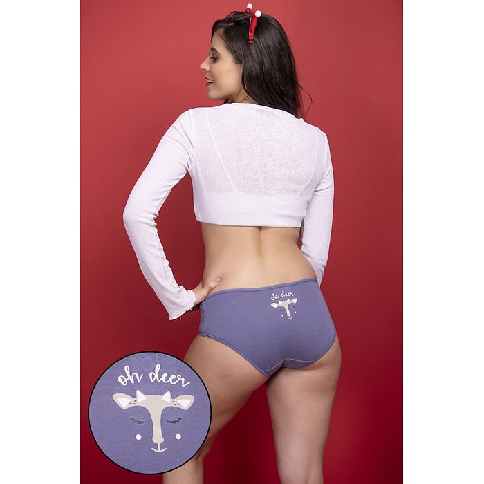 

Clovia Mid Waist Deer Print Hipster Panty in Lavender - Cotton - PN3110E12