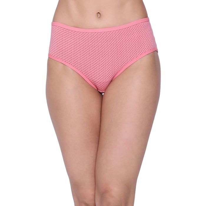 Clovia - Clovia Mid Waist Dot Print Hipster Panty in Rose Pink – Cotton – PN2854H22