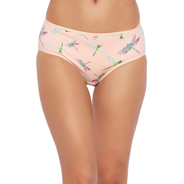 

Clovia Mid Waist DragonFly Print Hipster Panty in Soft Pink - Cotton - PN3411H22, Light pink