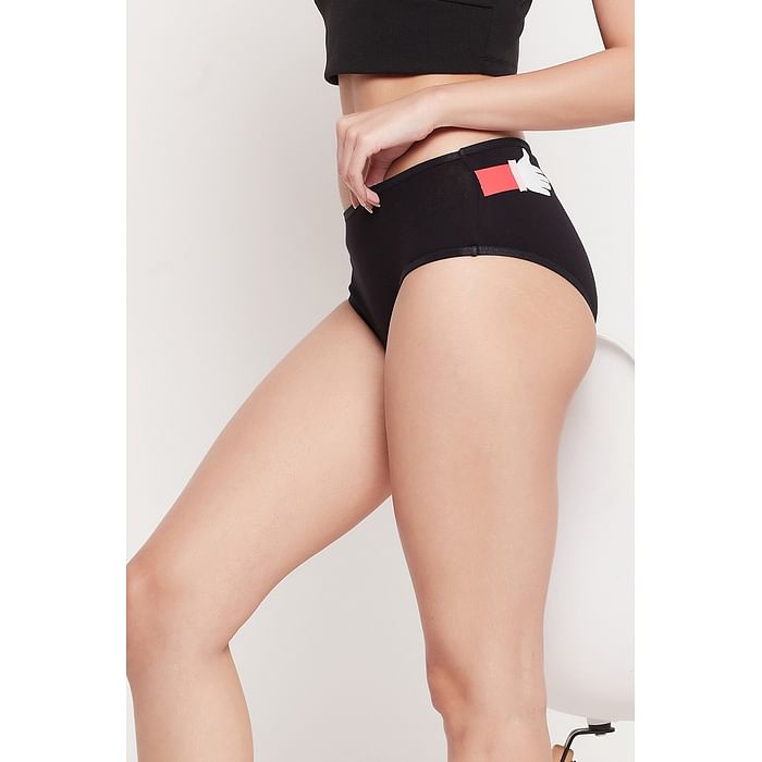 

Clovia Mid Waist Emoji Art Hipster Panty in Black - Cotton - PN3310D13