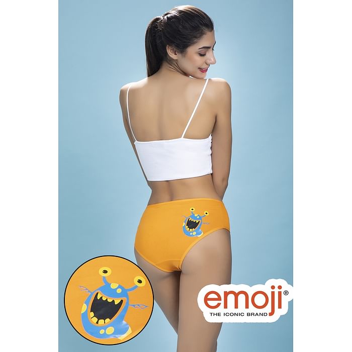 

Clovia Mid Waist Monster Emoji Print Hipster Panty in Orange - Cotton - PN3310A16