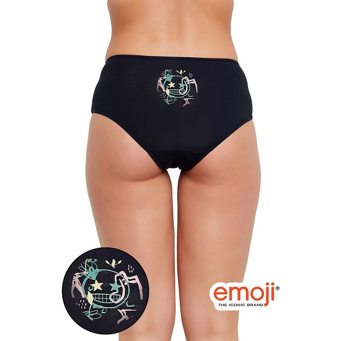 

Clovia Mid Waist Emoji Print Hipster Panty in Navy - Cotton - PN3310F08