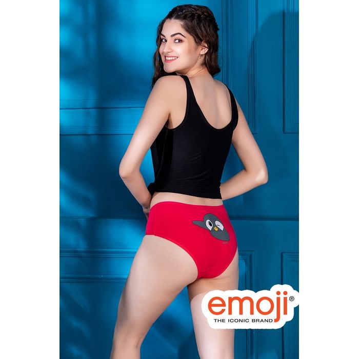 

Clovia Mid Waist Penguin Emoji Print Hipster Panty in Pink - Cotton - PN3350A14
