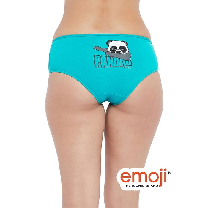 

Clovia Mid Waist Text & Emoji Print Hipster Panty in Turquoise Blue - Cotton - PN3350B03, Light blue