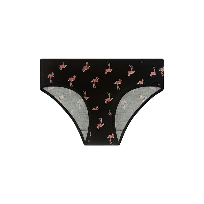 

Clovia Mid Waist Flamingo Print Bikini Panty in Black - Cotton - PN3467J13