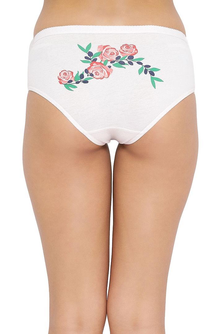 Clovia Mid Waist Hipster Panty with Printed Back in Light Pink