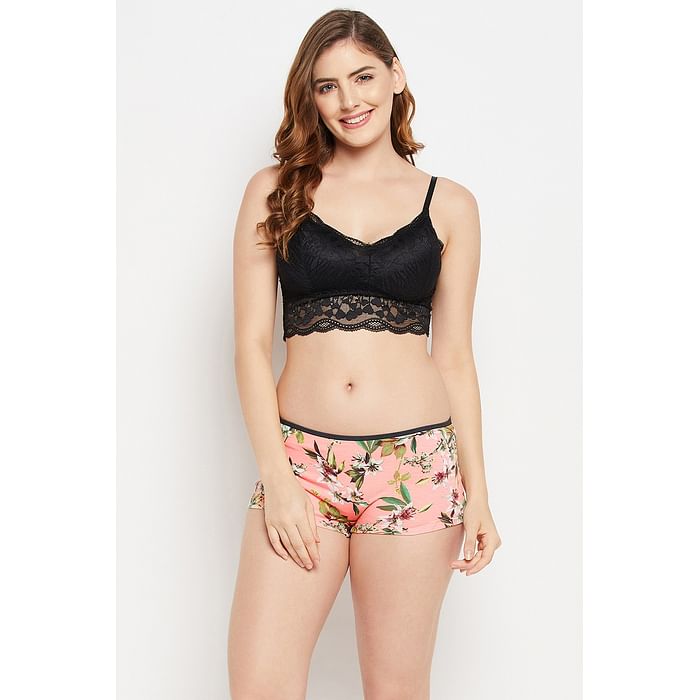 

Clovia Mid Waist Floral Print Boyshorts in Peach Colour - Cotton - PN3501A34, Teal