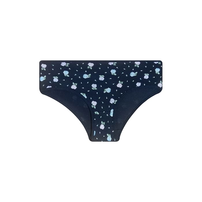 

Clovia Mid Waist Floral Print Hipster Panty in Dark Navy - Cotton - PN5102R08