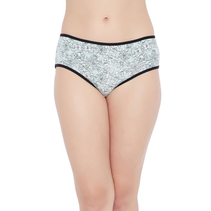 

Clovia Mid Waist Floral Print Hipster Panty in Light Blue - Cotton - PN2990D03